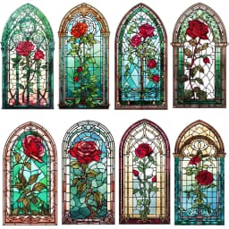 20Pcs/Pack Vintage Red Rose Glass Window Sticker DIY Craft Scrapbooking Album Junk Journal Decorative Stickers