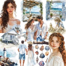 20Pcs/Pack Seaside Vacation Sticker DIY Craft Scrapbooking Album Junk Journal Decorative Stickers