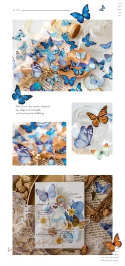 40pcs/pack Colorful Butterfly PET Stickers Nature Series Retro Literary Journal Album Notebook DIY Decoration