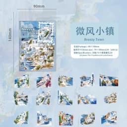 30pcs/pack Ins Aesthetic Stationery Stickers Town Scenery PET Scrapbook Stickers Collage Decor Diary Album Junk Journal Supplies