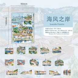 30pcs/pack Ins Aesthetic Stationery Stickers Town Scenery PET Scrapbook Stickers Collage Decor Diary Album Junk Journal Supplies
