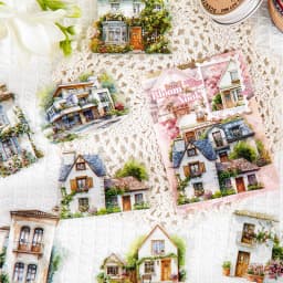 30pcs/pack Ins Aesthetic Stationery Stickers Town Scenery PET Scrapbook Stickers Collage Decor Diary Album Junk Journal Supplies