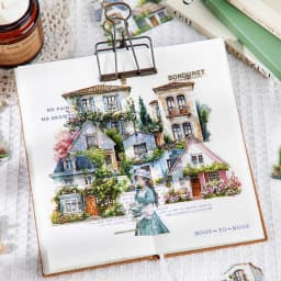 30pcs/pack Ins Aesthetic Stationery Stickers Town Scenery PET Scrapbook Stickers Collage Decor Diary Album Junk Journal Supplies