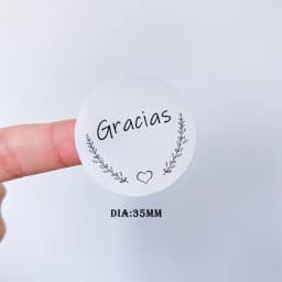 100Pcs Spanish Gracias Thank You Love Wreath Sealing Sticker DIY Decorative Stickers Gift Package Handmade 3.5CM