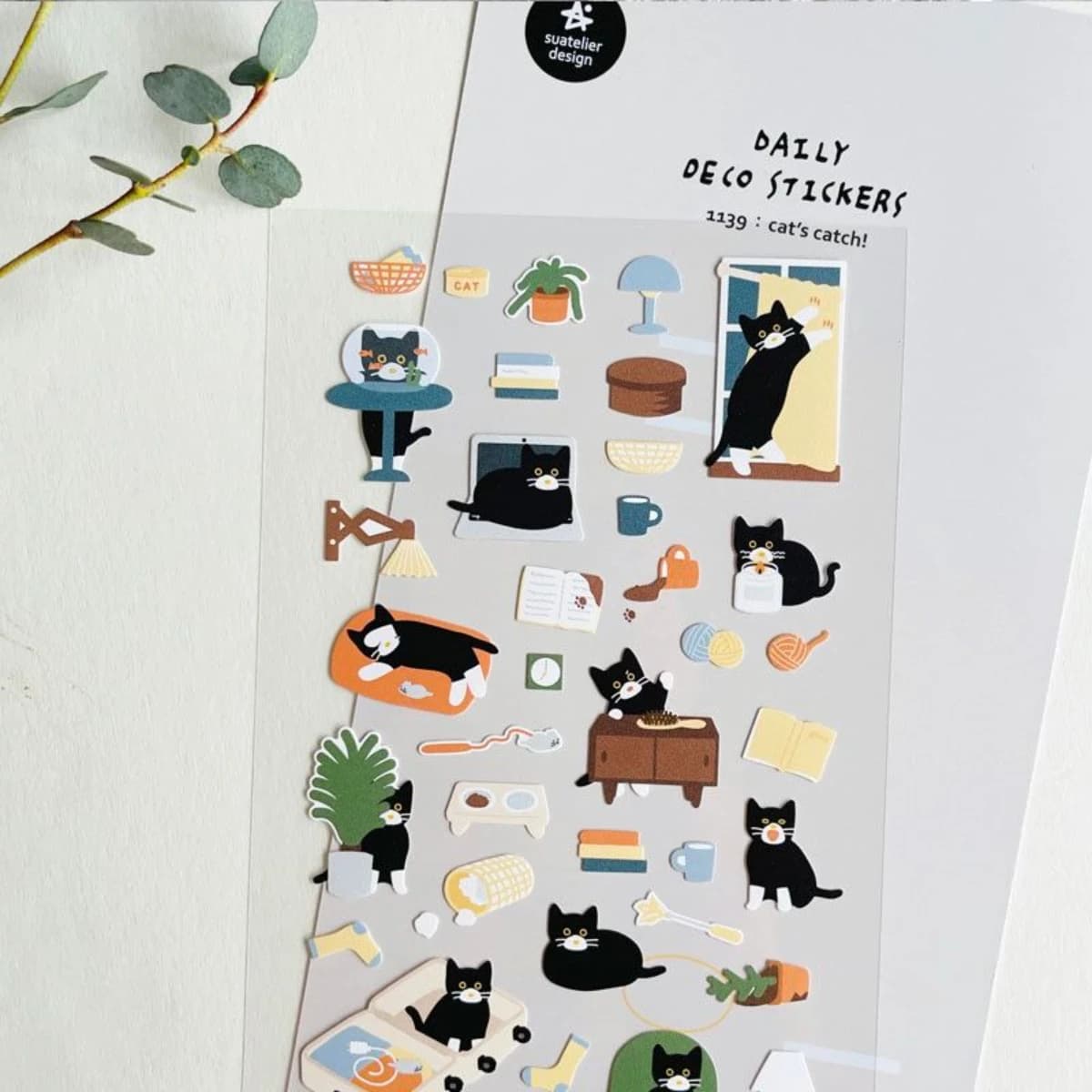 Korean Import Suatelier Novelty Black Cat Nylon Stickers Cute Scrapbooking Diy Journaling Diary Stationery Sticker Decor School