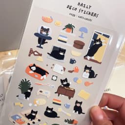 Korean Import Suatelier Novelty Black Cat Nylon Stickers Cute Scrapbooking Diy Journaling Diary Stationery Sticker Decor School