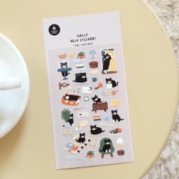 Korean Import Suatelier Novelty Black Cat Nylon Stickers Cute Scrapbooking Diy Journaling Diary Stationery Sticker Decor School