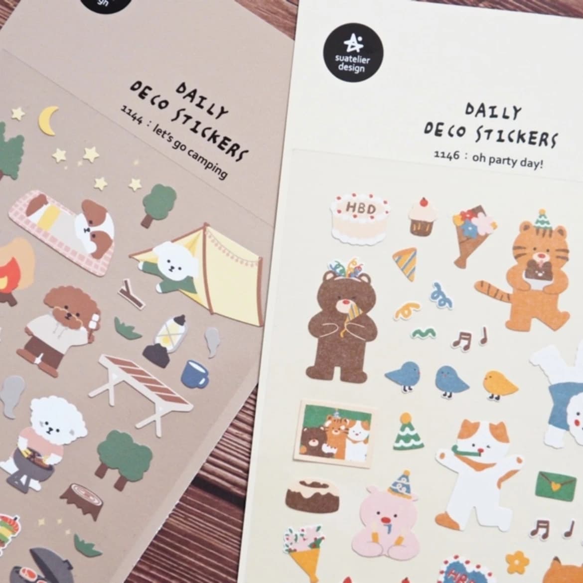 Korean Import Suatelier Go Camping Puppy Party Day Stickers Scrapbooking Diy Journal Dairy Cute Decor Stationery Sticker