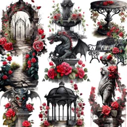 20Pcs/Pack Vintage Gothic Rose Garden Sticker DIY Craft Scrapbooking Album Junk Journal Decorative Stickers