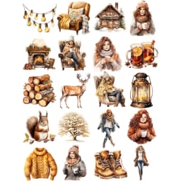 20Pcs/Pack Warm Winter Girls Sticker DIY Craft Scrapbooking Album Junk Journal Decorative Stickers