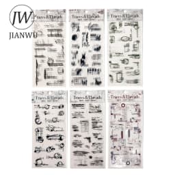 JIANWU Traces and Threads Series Vintage Film Label Landscape Material Collage PET Sticker Creative DIY Journal Stationery