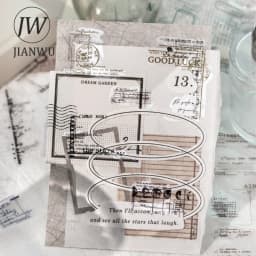 JIANWU Traces and Threads Series Vintage Film Label Landscape Material Collage PET Sticker Creative DIY Journal Stationery