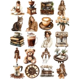 20Pcs/Pack Coffee Girls Sticker DIY Craft Scrapbooking Album Junk Journal Decorative Stickers