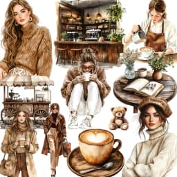 20Pcs/Pack Coffee Girls Sticker DIY Craft Scrapbooking Album Junk Journal Decorative Stickers
