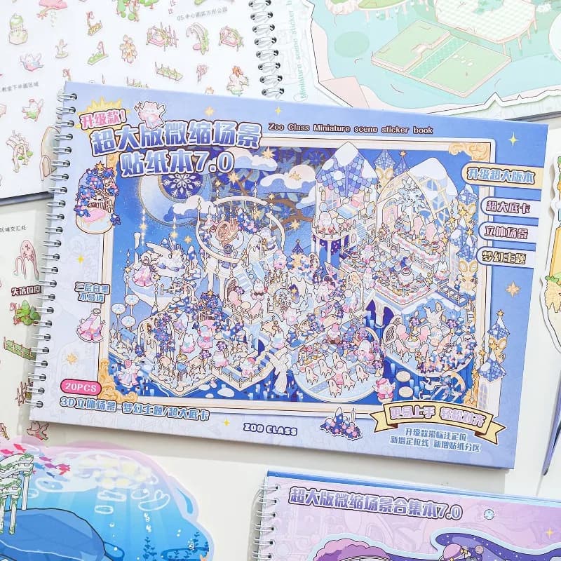 Paper 20pcs Oversized Miniature Scene Sticker Book 7.0 3D Diorama Journal Decor, Creative Collage Material DIY Stress Relief