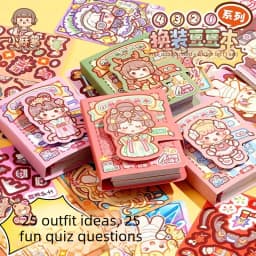 Kawaii Cute Girl Mini Pocket Dress-Up Stickers Book Creative DIY Scene Dress-Up Sticker Book for Children's Gifts and Rewards