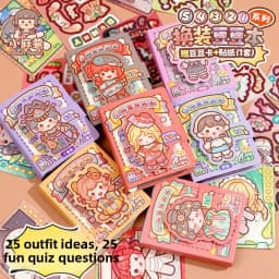 Kawaii Cute Girl Mini Pocket Dress-Up Stickers Book Creative DIY Scene Dress-Up Sticker Book for Children's Gifts and Rewards