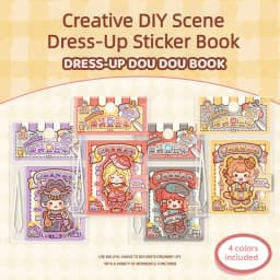 Kawaii Cute Girl Mini Pocket Dress-Up Stickers Book Creative DIY Scene Dress-Up Sticker Book for Children's Gifts and Rewards