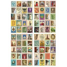 80pcs/4sheet DIY Retro Stamp London Paris Prince Italy Sticky Paper Sticker Kawaii Girl Stationery Stickers for Diary Decoration