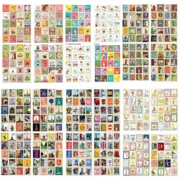 80pcs/4sheet DIY Retro Stamp London Paris Prince Italy Sticky Paper Sticker Kawaii Girl Stationery Stickers for Diary Decoration