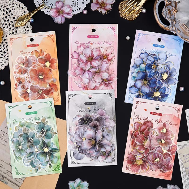 20pcs/1lot Kawaii Scrapbook Sticker The Poem of Blossoms Scrapbooking Supplies Planner Decorative Stationery Sticker