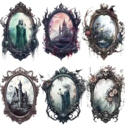 16Pcs/Pack Gothic Mirror Sticker DIY Craft Scrapbooking Album Junk Journal Decorative Stickers