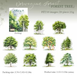 JIANWU Norwegian Forest Series Vintage Plant Landscaping Material Collage PET Sticker Creative DIY Journal Stationery