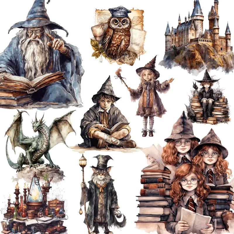 20Pcs/Pack Magic School Sticker DIY Craft Scrapbooking Album Junk Journal Decorative Stickers