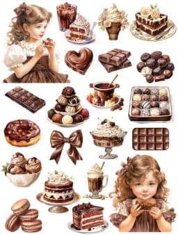 21Pcs/Pack Chocolate Girls Sticker DIY Craft Scrapbooking Album Junk Journal Decorative Stickers