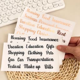 Sharkbang 2pcs PET English Stickers, Black And Aold Artistic Lettering, Fit For DIY Budget Book Labels And School Suppliers