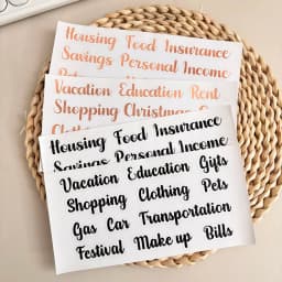 Sharkbang 2pcs PET English Stickers, Black And Aold Artistic Lettering, Fit For DIY Budget Book Labels And School Suppliers