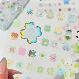Mr Paper PET Holographic Silver Resin Coated Sticker Single Sheet Glitter Transparent Decal Planner Phone Case DIY Decoration