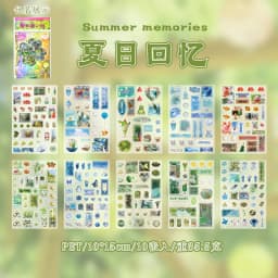10sheets Kawaii Japanese Showa style glitter film PET die-cutting stickers DIY handmade scrapbook cute stationery stickers