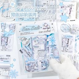 22pcs Sea Salt Ice Cube Series Kawaii Ins Winter Elements Decorative Stickers Material Pack Creative Scrapbooking DIY Aesthetics