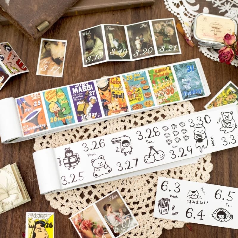 Journal Go 365 Pages Creative Sticky Tearable Calendar 2026 Retro Mini Calendar Book for Planner Journal Scrapbooking Diary diy