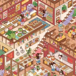 Plus Size Kawaii Cafeteria Amusement Park Scene Sticker DIY Scrapbooking Stacking Stickers Game Sticker Children's Festival Gift