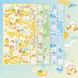 MOHAMM 12 Sheets Kawaii Rabbit Cartoon Photocards Stickers for DIY Collage Frame Scrapbook Journal Supplies