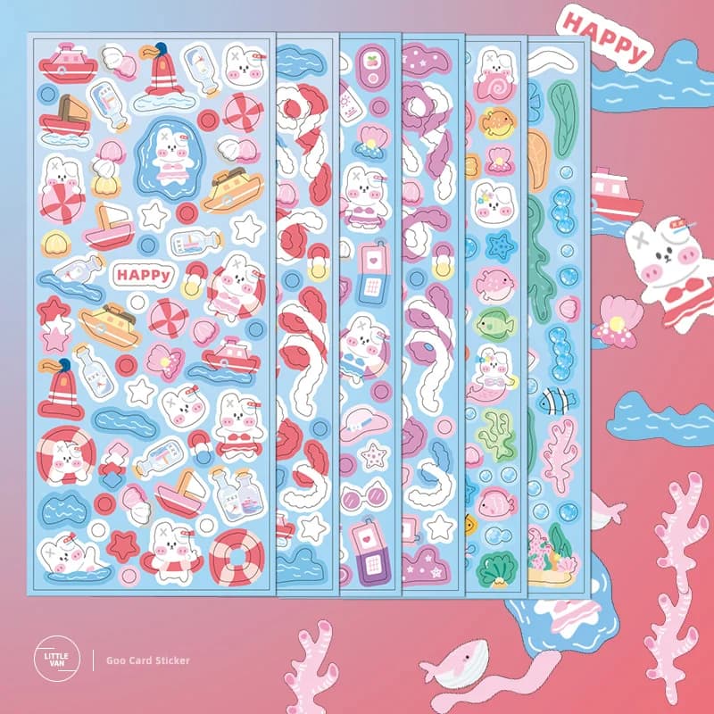 MOHAMM 12 Sheets Kawaii Rabbit Cartoon Photocards Stickers for DIY Collage Frame Scrapbook Journal Supplies
