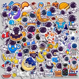 40-240pcs Astronaut Cosmonaut Stickers Cartoon Cute Decals Toy Stationery Guitar Phone Laptop Luggage Car Graffiti Kids Sticker