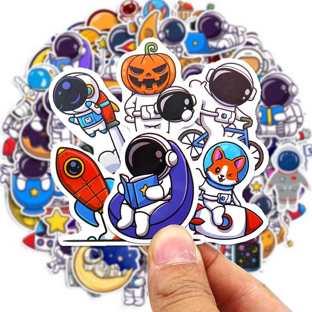 40-240pcs Astronaut Cosmonaut Stickers Cartoon Cute Decals Toy Stationery Guitar Phone Laptop Luggage Car Graffiti Kids Sticker