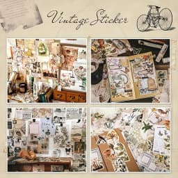 1Style 260Pcs/bag Retro Literary Style Handbook Diary Decoration Stickers Handbook Material Big Gift Set