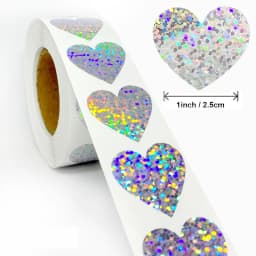 500pcs/roll Laser Blank Love Heart Stars Round Stickers Handmade Decoration Holiday Birthday Party Gift Sealing Label 1inch