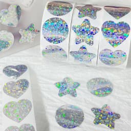 500pcs/roll Laser Blank Love Heart Stars Round Stickers Handmade Decoration Holiday Birthday Party Gift Sealing Label 1inch