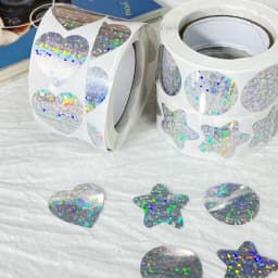 500pcs/roll Laser Blank Love Heart Stars Round Stickers Handmade Decoration Holiday Birthday Party Gift Sealing Label 1inch