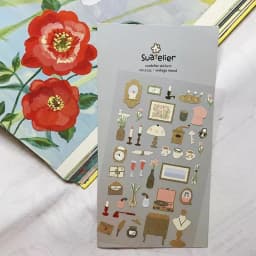 Korean Import Brand Suatelier Retro Furniture Paper Stickers Scrapbooking Diy Journaling Diary Stationery Sticker Aesthetic Gift