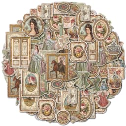 50pcs Vintage Badge Palace Pattern Stickers for Notebooks, Water Bottles, Handmade Scrapbooks, Postcards, DIY Artwork, Stickers
