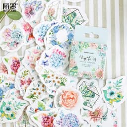 46pcs Kawaii Flower Poetry Stickers Cute Diary Labels DIY Scrapbooking Stationery Decorations