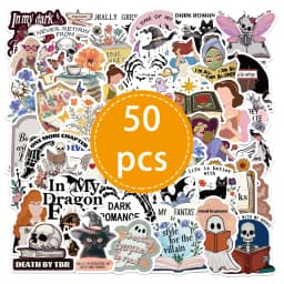 50PCS Aesthetic Dark Romance Reader Cartoon Bookish Stickers Aesthetic Decals Ipad Phone Laptop Diary Stickers Kids Toys Gifts