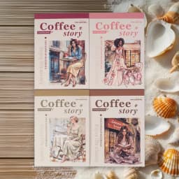 1pack/2pack 4 Styles Coffee Themed Sticker Books Café Stories Series DIY Journal Decor Materials