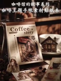 1pack/2pack 4 Styles Coffee Themed Sticker Books Café Stories Series DIY Journal Decor Materials
